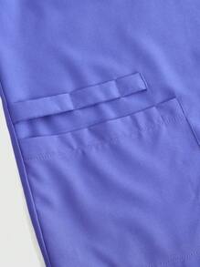 TaskEZ Solid Color Simple Daily  Uniform Scrub Set - Purple - View 6