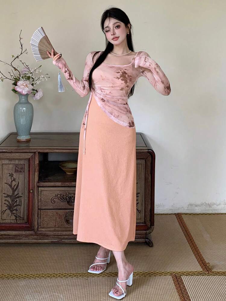 Women's Long Sleeve Two Pieces Set Outfit Sheer