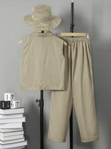 Teen Boy Solid Color Simple Daily 2-Piece Outfit