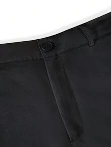 Manfinity Mode Men's Casual Solid Color Double Breasted Suit Jacket And Pants Set - Black - View 7