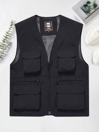 Men's Fashionable Casual Outdoor Multi-Pocket Vest, Fall