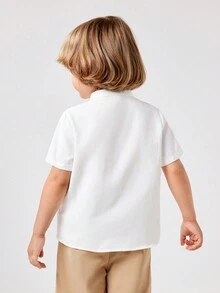 SHEIN Young Boys' Casual Academy Style Button-Down Shirt - White - View 2