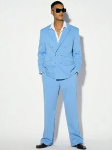 Manfinity VCAY Woven Casual Fancy Suit, 2pcs Set (Long-Sleeved Top And Pants)