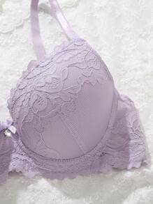 DesireSculpt Lace Women's Bra With Underwire, 1pc Lingerie - Purple - View 6