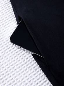 Maweii Bộ áo liền quần màu trơn thông thường mùa hè cỡ lớn có quai và còng ở mắt cá chân - màu đen - Xem 5