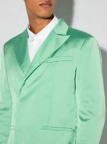 Manfinity VCAY 1pc Father's Day Men Party Sexy Business And Casual Basic Slim Fit Men Wedding Blazer, For Fall Winter - Green - View 2