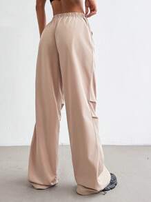 Streetz SHEIN Sport Pantalon ample décontracté à cordon de serrage de couleur unie pour tenue d'aéroport avec jambe droite