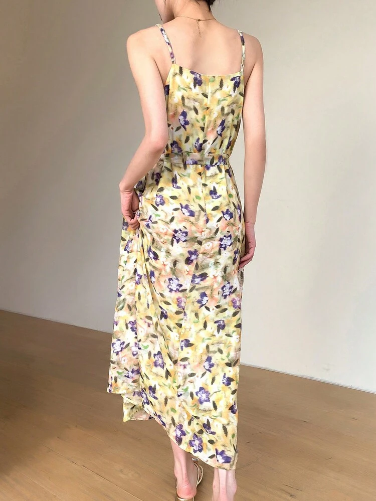 Women's Summer Elegant Floral Printed Long Cami Dress