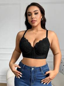 DesireSculpt Áo ngực ren hở trước cỡ lớn gợi cảm lãng mạn thoải mái, ngăn ngừa chảy xệ và nâng đỡ ngực, đồ lót 1 mảnh có thể điều chỉnh, nâng ngực - màu đen - Xem 6