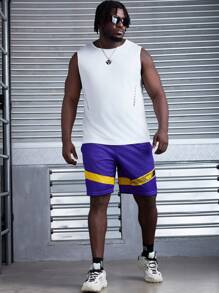 Manfinity Sport Corelite Men's Plus Size Sports Top With Printed Graphics And Wide Straps