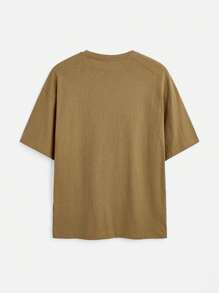 Manfinity VCAY Camiseta de hombre de manga corta tejida holgada con parches, adecuada para un estilo de verano rebelde y vanguardista