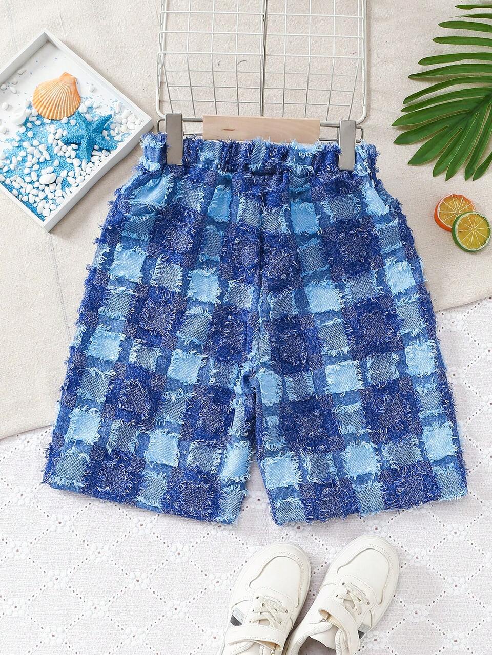Tween Boy Summer Casual Denim Shorts With Distressed Details