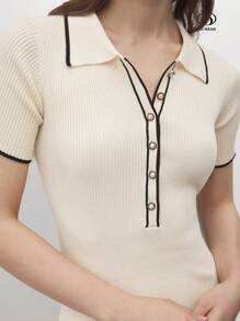BizChic Vestido casual de mujer con media solapa, conjunto de ropa de mujer para otoño