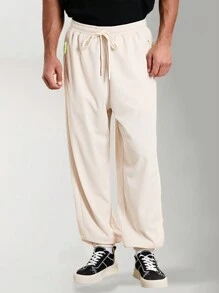 Manfinity VCAY Men's Casual Solid Color Drawstring Waist Tapered Joggers
