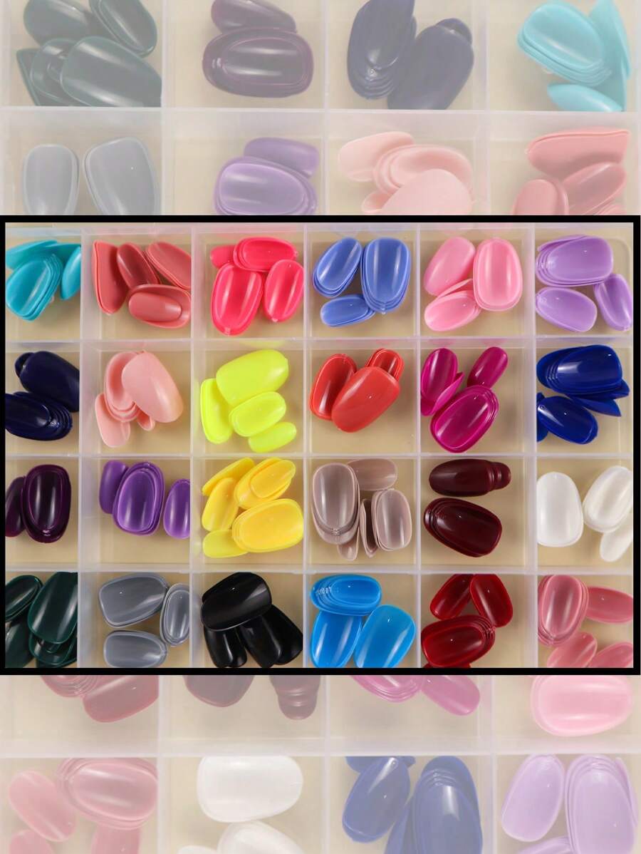 576Pcs Short Oval Press On Nails Multicolor False Nails In 24 Colors Colorful Finger Nails For Women Manicure DIY Nail Supplies