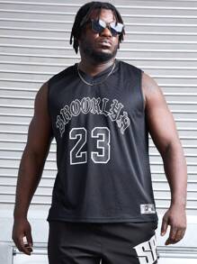 Gym Rark Men's Plus Size Summer Casual Letter & Number Printed Sports Tank Top - Black - View 1