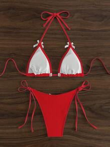 Swim Mod 2 件套女士夏季海滩蝴蝶结装饰吊带性感比基尼套装