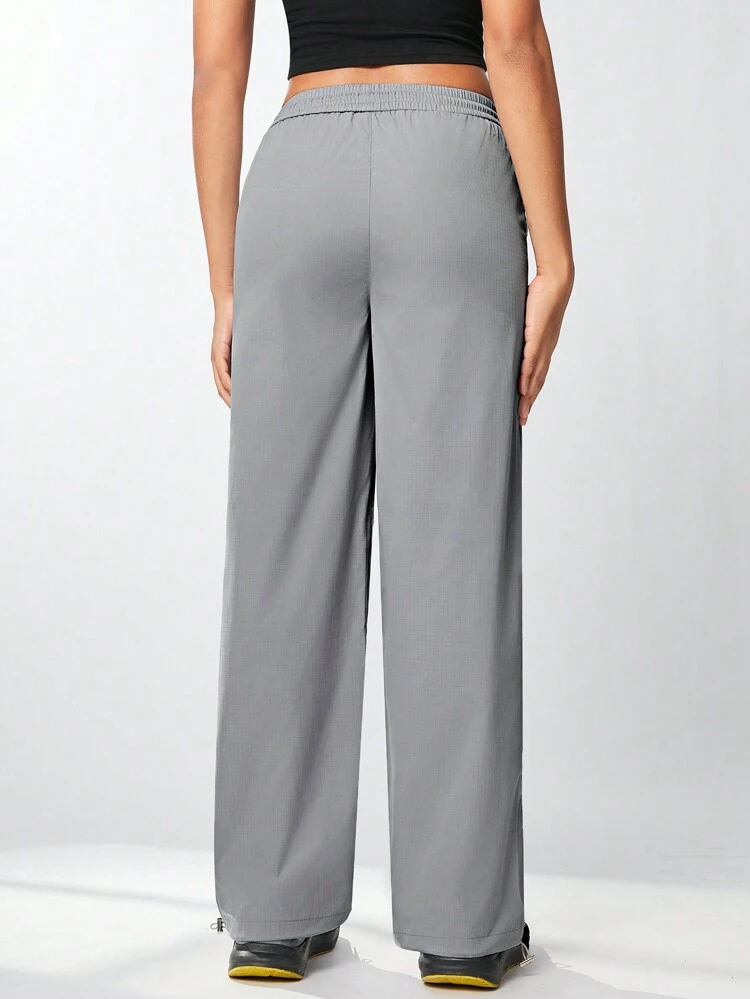 Women's Solid Color Drawstring Waist Sports Pants With Pockets