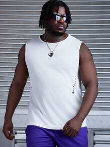 Manfinity Sport Corelite Men's Plus Size Sports Top With Printed Graphics And Wide Straps