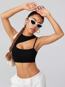 Gameset SHEIN Sport Women's Slim Fit Hollow Out Cut Crop Sport Tank Top For Summer