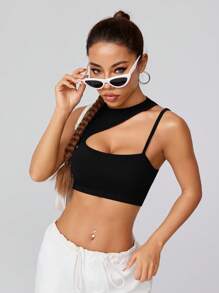 Gameset SHEIN Sport Women's Slim Fit Hollow Out Cut Crop Sport Tank Top For Summer