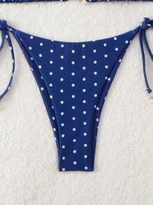 Conjunto de bikini sexy para mujer con estampado de lunares para playa de verano, con cuello halter y estampado aleatorio