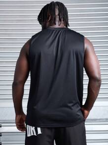 Gym Rark Men's Plus Size Summer Casual Letter & Number Printed Sports Tank Top - Black - View 2