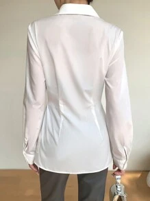 Mulvari Camisa 2 en 1 a la moda para mujer con bloqueo de color casual