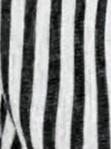 SHEIN LUNE Camisa de mujer de manga corta con rayas y estampado en bloques de color - Negro - Ver 4