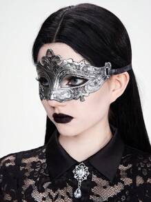 ROMWE Goth 1pc Solid Color Vintage Half Face Party Mask, Suitable For Masquerade Party Costume - Multicolor - View 5