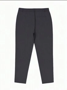 Men's Solid Color Patch Pocket Straight Leg Casual Loose Pants - Dark Grey - View 2
