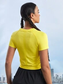 In My Nature Women's Round Neck Short Sleeve Outdoor T-Shirt, Summer,Tennis Outfit Women - Mustard Yellow - View 8