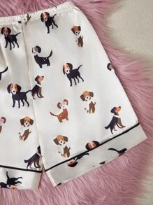 Tween Girl Lightweight Dog Print Short Sleeve T-Shirt And Shorts 2-Piece Set, Spring/Summer - Apricot - View 6