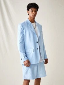 Manfinity VCAY Woven Casual Suit Shorts Set - Dusty Blue - View 3