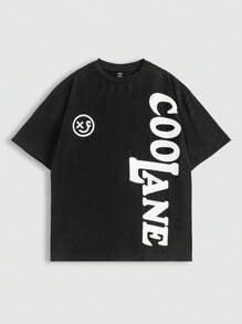 Coolane Phụ Nữ Mùa Xuân Và Mùa Hè Tinh Cá Tính Tất Cả Trận Đấu Logo Lớn Phong Cách Đường Phố Hip-Hop Bạn Trai Phong Cách Đồng Màu áo thun - màu đen - Xem 1