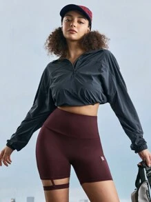 In My Nature Women's Sports Yoga Fitness Shorts Running Training Shorts - Burgundy - View 10