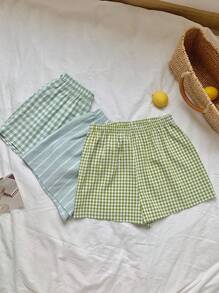 Comfortcana 大码格子休闲短裤，夏季
