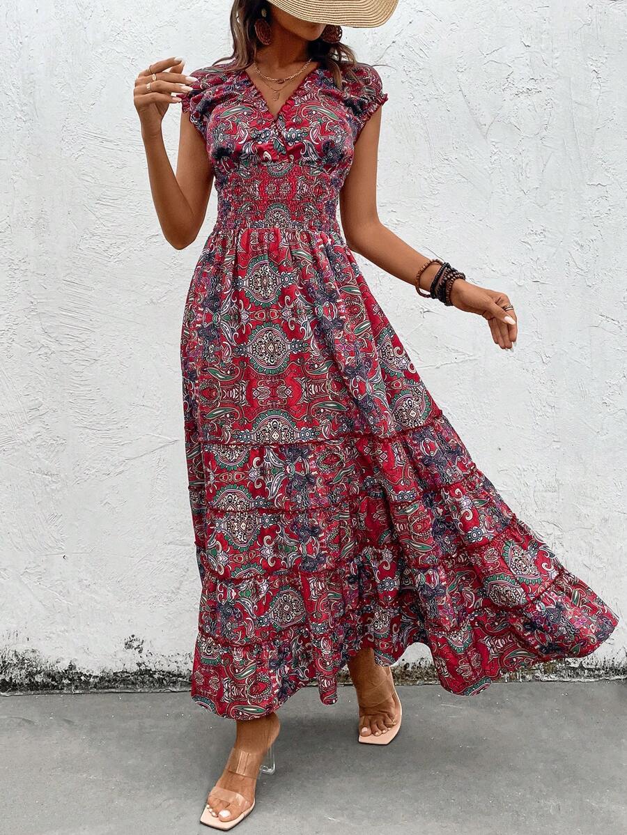 Breezaya Paisley Print Waist Tie Dress - Multicolor - View 1