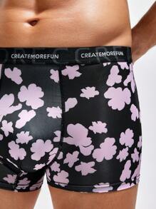 Men's Lucky Clover Print Alphabet Weave Belt Boxers