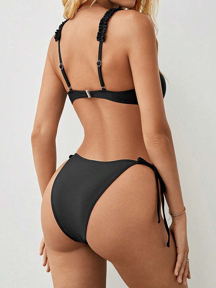 Women's Poolside Vacation Bikini Set With Bow Decor, Sexy Two-Piece Bikini Set Summer Beach