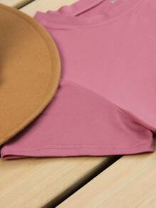 SHEIN Áo thun nữ tay ngắn cổ tròn in hình Đức Mẹ Đồng Trinh hoa mùa hè - Màu Hồng  San hô - Xem 5