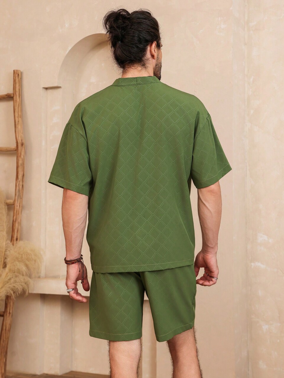 Men's Solid Color Simple Daily Short Sleeve Shirt & Shorts Set