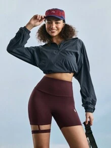 In My Nature Women's Sports Yoga Fitness Shorts Running Training Shorts - Burgundy - View 5