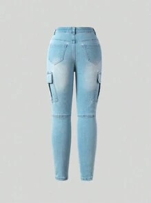 Tween Boy Fashionable Workwear Style Conical Jeans - Light Wash - View 2