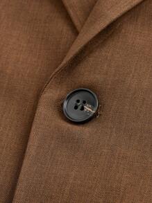 Manfinity Homme 男士休閒純色西裝套裝，附外套和長褲 - 咖啡棕 - 查看 4