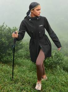 In My Nature Women's Outdoor Camping Hiking City Commute Hooded Waterproof And Breathable Jacket - Black - View 9