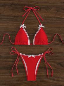 Swim Mod 2 件套女士夏季海滩蝴蝶结装饰吊带性感比基尼套装