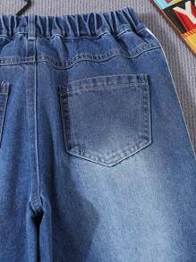 Tween Boy Straight-Leg Comfortable Casual Jeans - Medium Wash - View 5