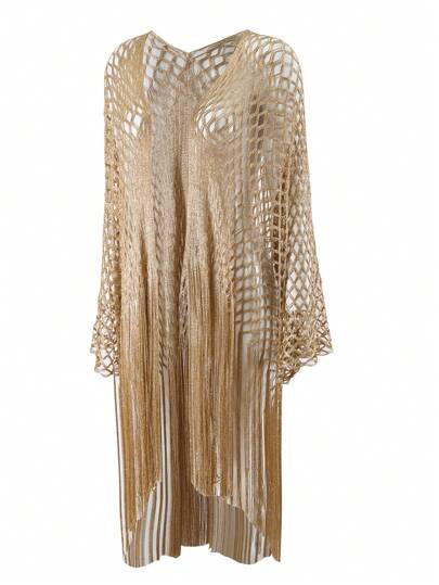 Swim SXY Kimono Capa Vazado com Franjas para Praia de Férias