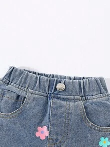 Jeans impresos de moda casual para bebé niña - Lavado ligero - Ver 5
